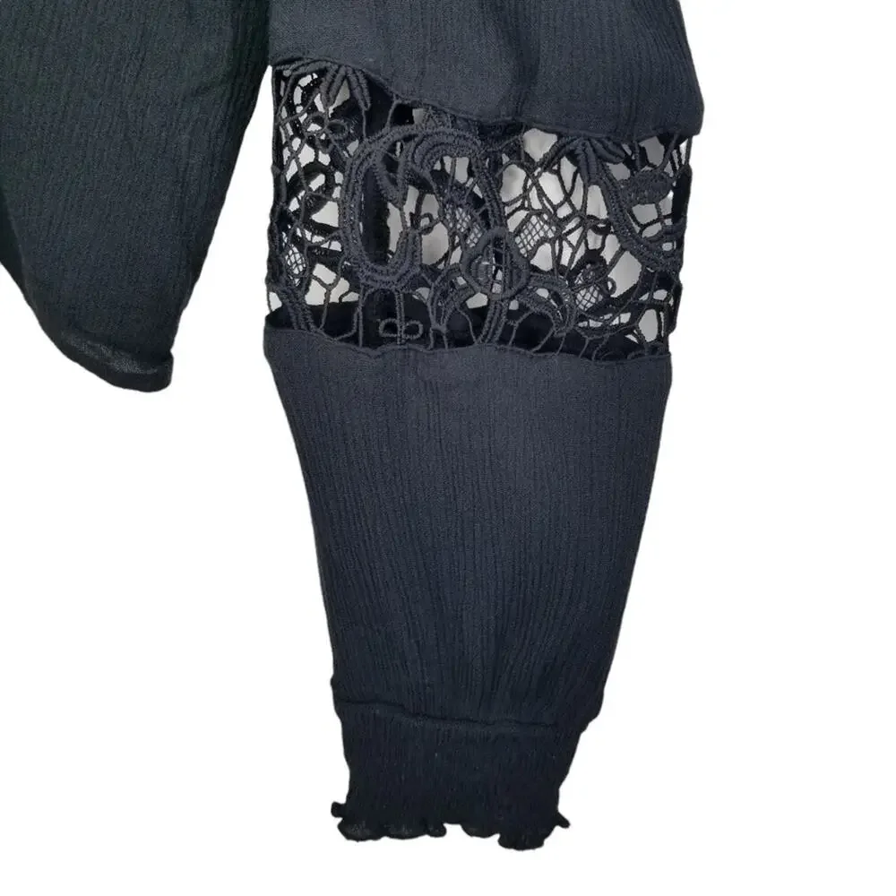 Hollister Black Peasant Top Size Small